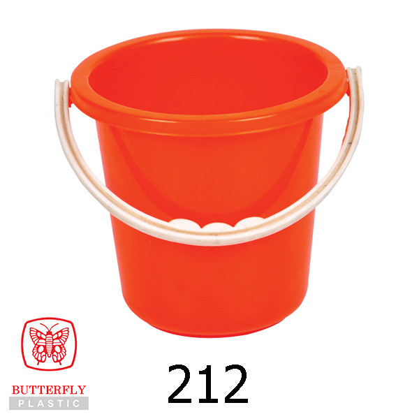 212 1/4 Gallon Plastic Pail with Handle — Round pail with a molded arched handle.